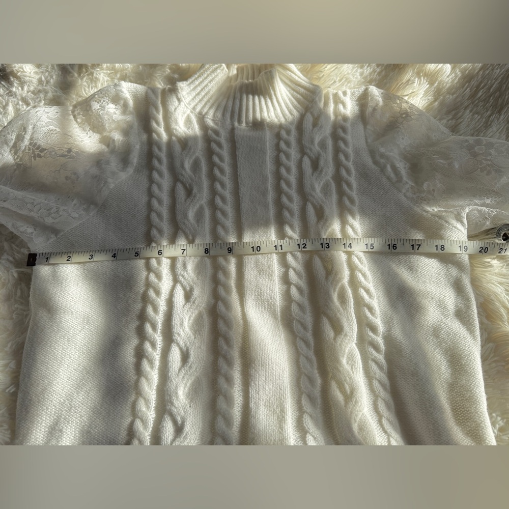 NWOT Cable-Knit Lace-Sleeved Sweater - Picture 6 of 11